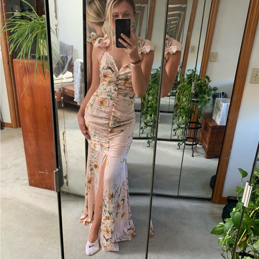 Pink floral event dress